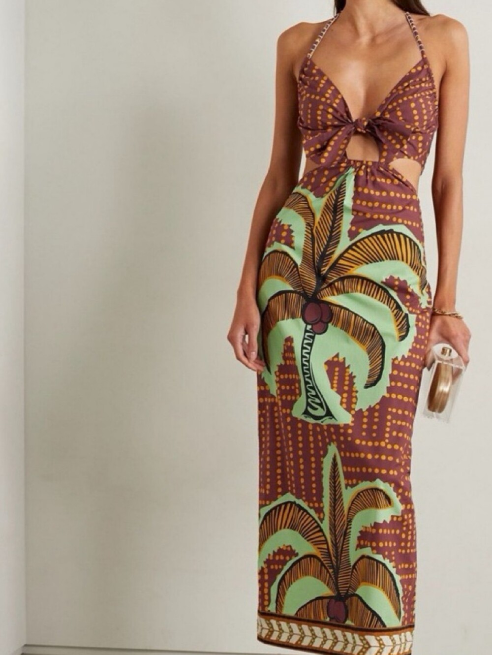 Johanna Ortiz Congo River Cutout Halterneck Printed Cotton-Poplin Midi Dress